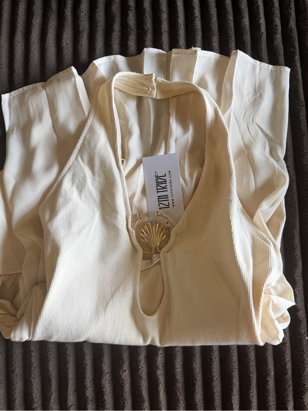 12th Tribe Viviana Cream Halter Dress - Picture 3 of 4